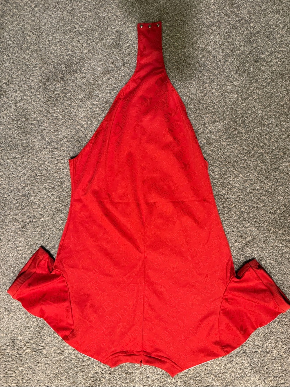 adidas Red Kids One-Piece Bodysuit with White 3-Stripes - Picture 6 of 7
